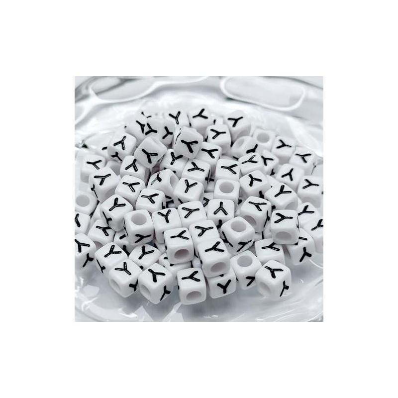 Ludthaw 100PCS Letter Beads Acrylic Square Alphabet Beads for Jewelry