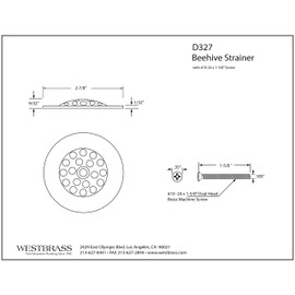 Westbrass Gerber Style Bee-HiveTub Strainer Grid with Screw, Matte Black, D327-62