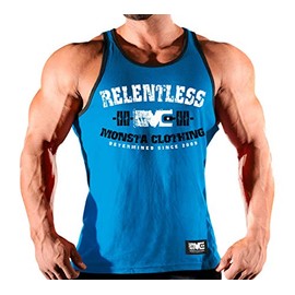 Monsta Clothing Co. Men's Workout (Relentless) Gym Tank Top (G:BL/BK-A:WT/BK)