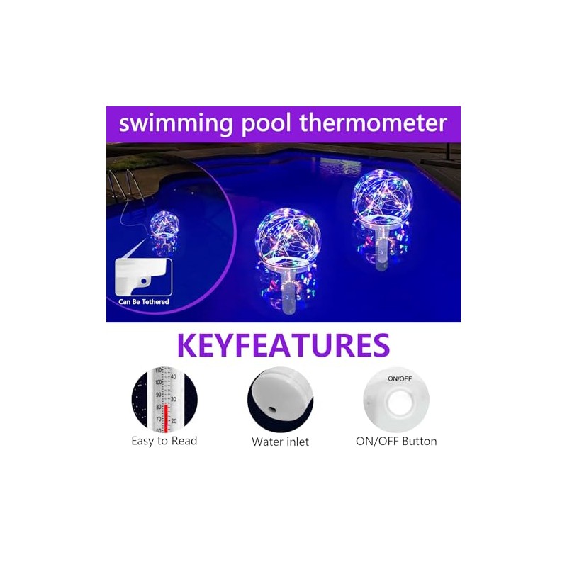Pool Thermometer, Solar Digital Water Thermometer, Pond Thermometer, Pool Thermometer