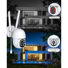 NUCKILY Cámara de Seguridad Exterior WiFi, Cámara de Vigilancia Impermeable IP66, iCSee O Tris Home App, 2MP PanTilt 360 Grados, Audio Visión...      