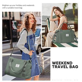 For Spirit Airlines Personal Item Bag 18x14x8 Foldie Travel Duffel Bag, Double expandable Gym Sport Tote Bag, Foldable Waterproof Weekender Carry On Overnight Bags for Airplanes Women Men,Green