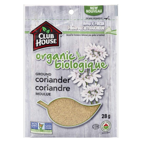 Club House, Quality Natural Herbs & Spices, Organic Ground Coriander, 28g