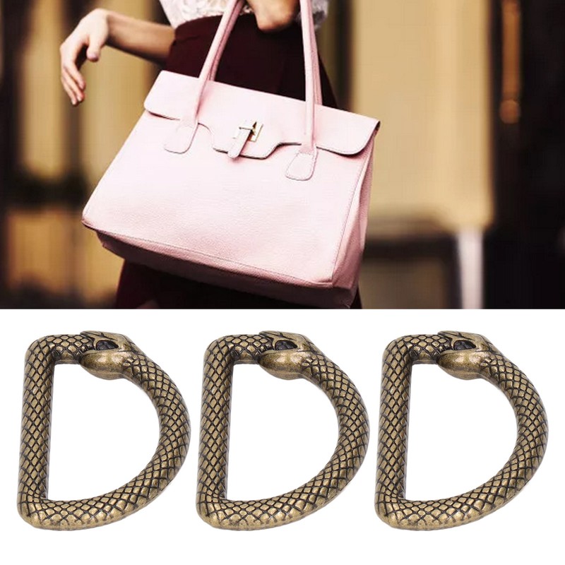 20Pcs Metal D Rings Snake Pattern Wear Resistant Metal Rings
