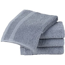 Sue Rossi Face Cloth Set of 4, Egyptian Combed Cotton, 30cm x 30cm Wash Cloth Flannel, Very Soft & Absorbent, Quick Dry 600gsm Bathroom Towels. (Pacific Blue)