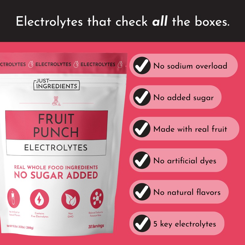 Fruit Punch Electrolytes – 30‑Serving Hydration Drink Mix with Coconut