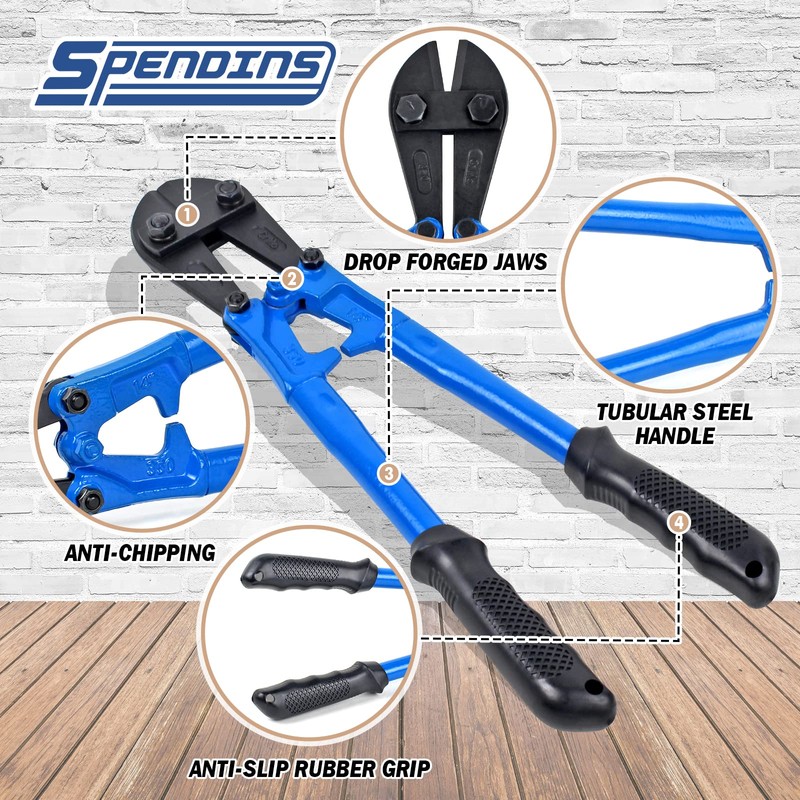 SPENDINS Bolt Cutter with Drop Forged Cr-Mo Alloy Steel Blades,with
