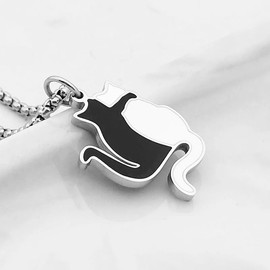 Nishchay Cat Necklace | Stainless Steel Two Cats Hugging Pendant | Quirky Jewelry for Cat Lovers, Cat Mom | Women & Men