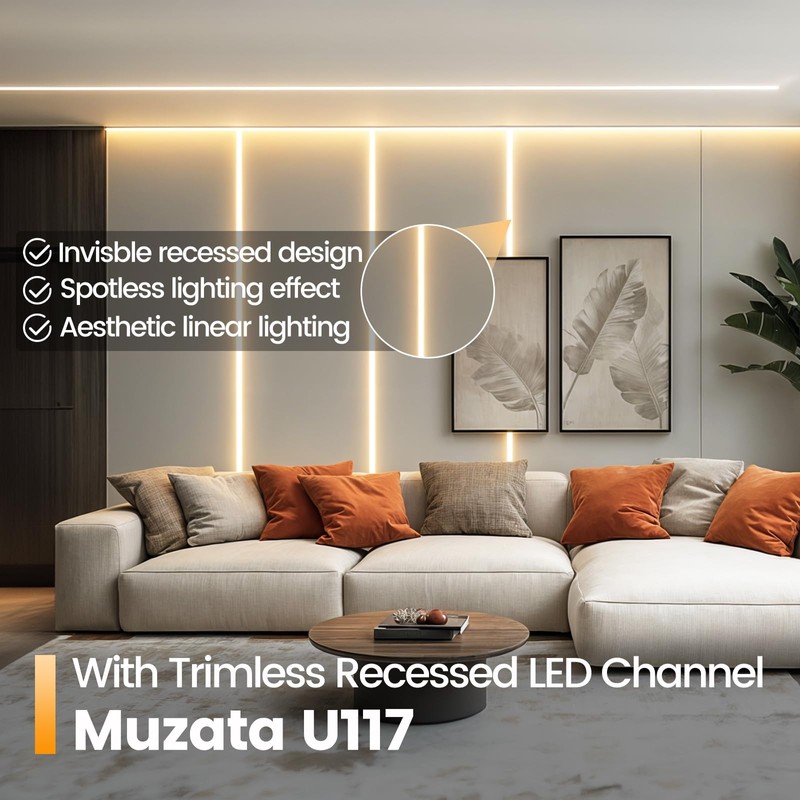 Muzata 10Pack 3.3FT/1M Plaster-In LED Channel Trimless Recessed LED Strip
