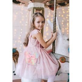 OYLOLA Toddler Purse for Girls, 3-8 Years, Pink Glitter, Cross-Body, Cute Mouse Ears & Bow, Perfect for Birthdays & Outings