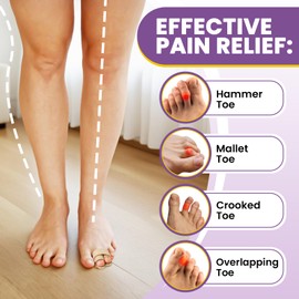JUMPOW Hammer Toe Straightener for Women & Men - 4 Pcs Broken Toe Wraps Hammer Toe Corrector, Toe Splint Relief for Broken Toes, Crooked Toes & Overlapping Toes