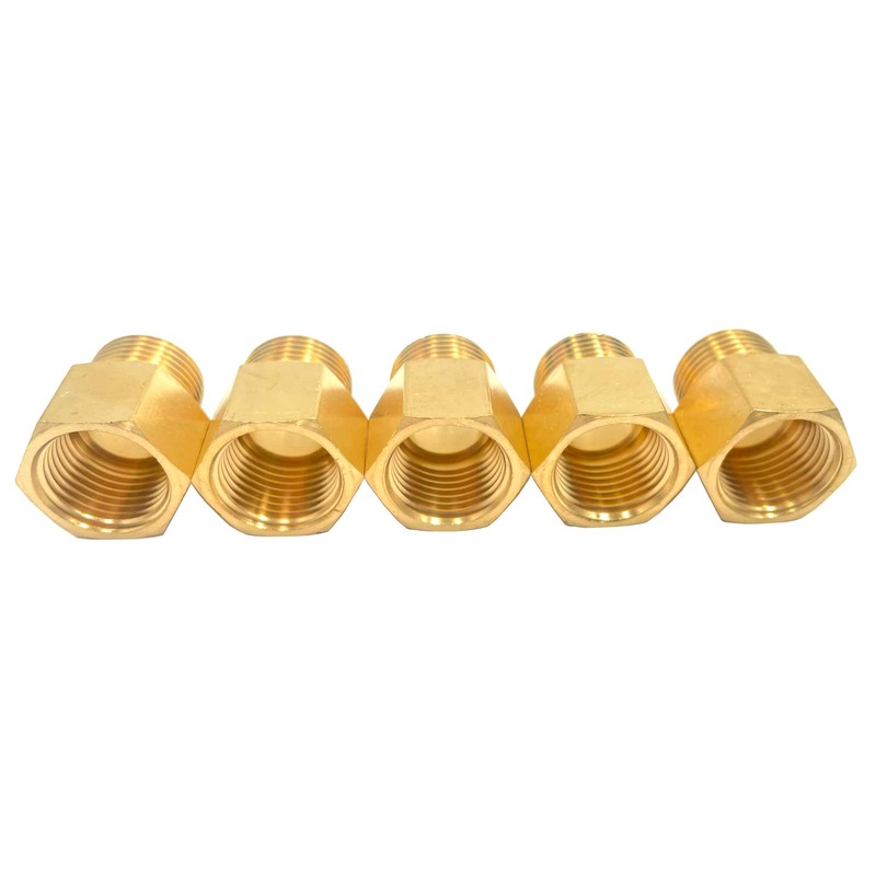 5 Pack Solid Brass 1/2" Female NPT x 1/2" Male
