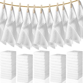 Newwiee 100 Pcs Washcloths Bulk Quick Drying Bathroom Wash Clothes 12 x 12 Inch Face Towels Microfiber Soft Hand Towel for Your Body Spa Fingertip(White)