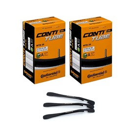 Set of 2 Continental Contitube MTB Bicycle Inner Tubes 26 Inch AV 40 mm 47/62-559 Including 3 MSZweirad Metal Tyre Levers