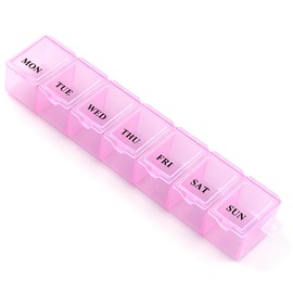 Pill Box Organiser 7 Day,Pill Pot,Medication Box, one Time A Day Pill Dispenser Storage Case for Medication, Supplements, Vitamins and Cod Liver Oil Pink
