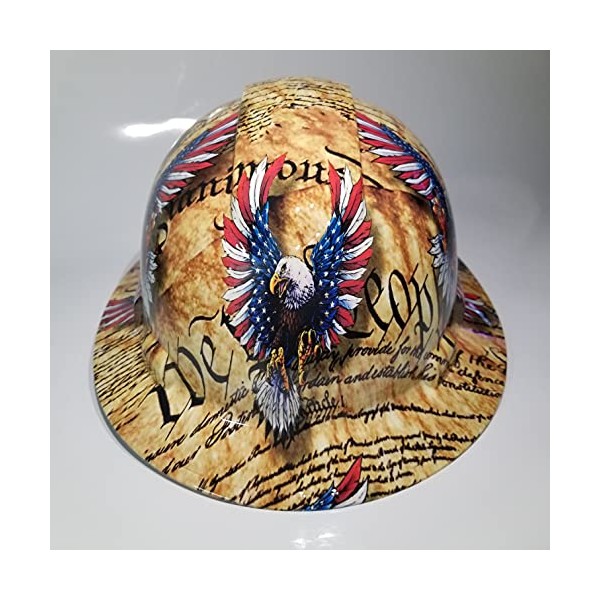 Wet Works Imaging Customized Pyramex Full Brim Trump Constitutional Eagles Hard HAT with Ratcheting Suspension Custom LIDS Crazy Sick Construction PPE