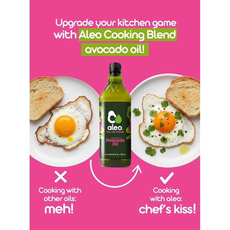 ALEO, Cooking blend avocado oil, Keto, Perfect for frying, grilling,