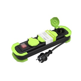 MutecPower MutecPower Steckdosenleiste 4-Fach Mehrfachsteckdose Au?en mit Schalter IP44 Outdoor Schutzkontaktsteckdosen mit Klappdeckeln und 5m aufrollbares Kabel 16A/250V H05RR-F 3G 1,5 Schwarz/Gr1n