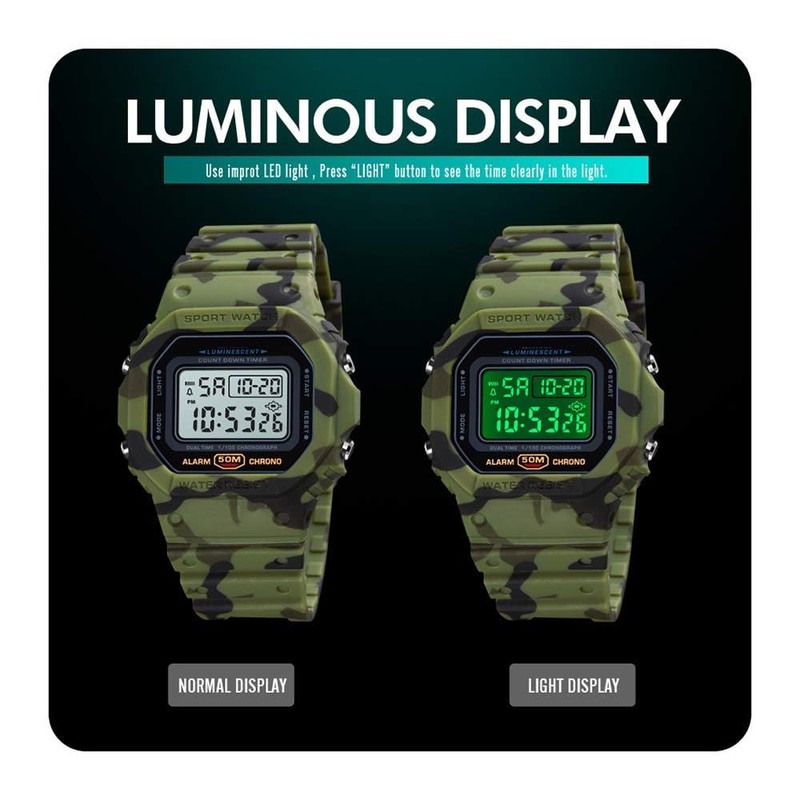 LOUJIN Men's Digital Sport Watch Classic Waterproof Sport Watch, Alarm