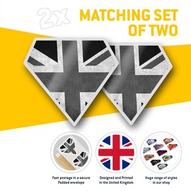 2 x 7.5cm Diamond Stickers - Black & White - Union Jack Flag GB UK England Decals 38186