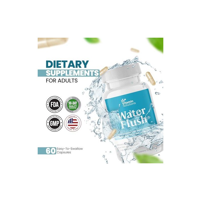 Water Flush - Diuretic Debloating Water Pills - 60 Capsules