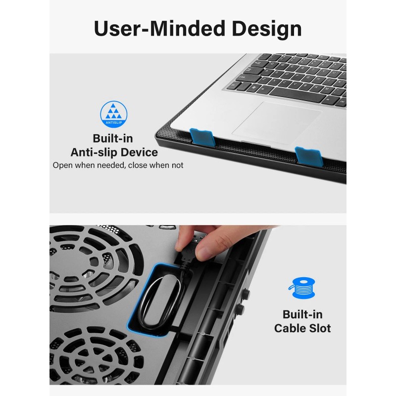 Kootek Laptop Cooling Pad, Laptop Cooler With 5 Quiet Fans