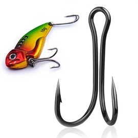 9KM DWLIFE Double Hooks 50pcs High Carbon Steel Twin Hooks Lure Replacement Fishing Hooks Octopus Fishing Hooks Sea Bass Blue Saltwater Freshwater Fishing 6#