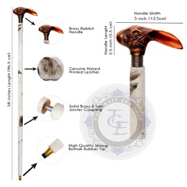 Vintage Antique Walking Cane Wooden Walking Stick, Rabbit Handle Walking Cane for Men & Wome, Victorian Walking Cane, Gift for Dad