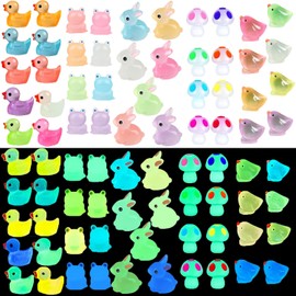 Trasfit Miniature Lucky Cat, Tortoise Set - Fairy Garden Accessories Animals for Plant Flower Pot, Bonsai Craft Decor (100 Luminous Animal