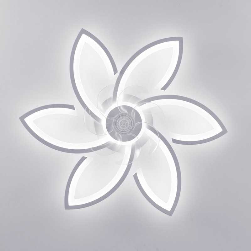 Dalouguan Ceiling Fan with Lights Remote Control, White Flower Ceiling