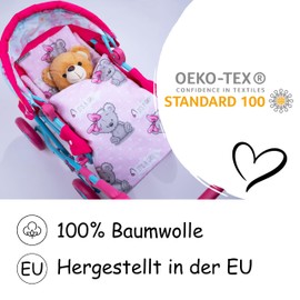 PinkZebra Doll's Sleeping Bag Double Sided 2 Piece Set for Small Doll's Bed Doll Bedding Cotton Doll Bedding with Pillow for Doll Bed It's a Girl