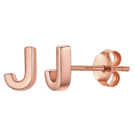 Rose Gold Initial J Stud Earrings For Women Hypoallergenic Cute Earings