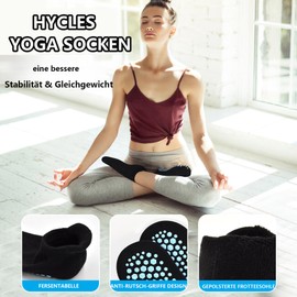 HYCLES Yoga Socks Women's Trainer Stopper Socks 4 Pairs Pilates Non-Slip Socks Non-Slip Socks for Trampoline Home Fitness Hospital 35-42, 02# black x 4