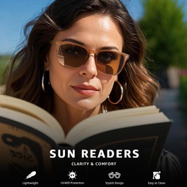 TJUTR Full Lens Reading Sunglasses for Women Men, Classic UV400 Protection Readers Sun Glasses TRG8082