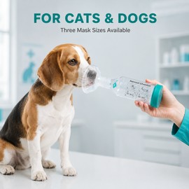 Canack Cat and Dog Aerosol Chamber with Breathing Indicator, Portable MDI Inhaler Spacer with Silicone Mask for Veterinary Respiratory Care