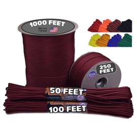 BORED? PARACORD! 550 lb Paracord - Ideal for Crafting, Camping, DIY Projects, Active & Military Outdoors - Strong Survival Rope - Tactical Parachute Cord Type III - Blood Diamonds 50 Feet