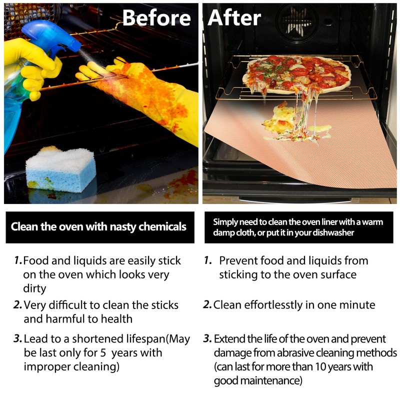 Demiwise 2 Pack Copper Oven Liners for Bottom of Oven,