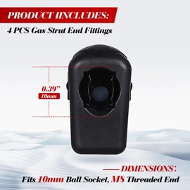 Vepagoo Gas Strut Nylon End Fittings fit for 10MM Ball Socket, with M8 Thread 4pcs Straight Detachable Shock Lift Jiont Connector
