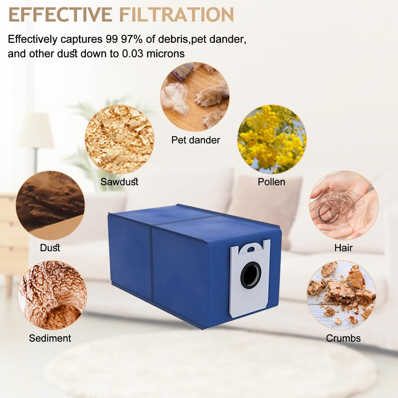 12 Pack Replacement Dust Bags Compatible With bObsweep UltraVision Self-emptying