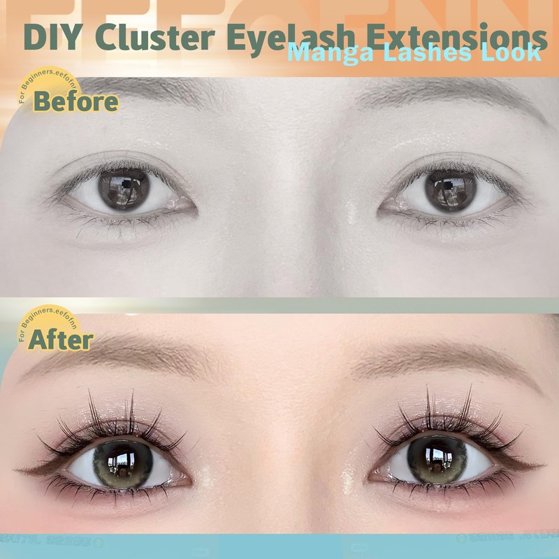 Eefofnn Anime Lash Clusters Wispy Manga Eyelash Clusters Doll Eye