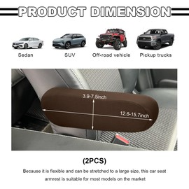 MUQIDA 2 PCS Car Front Seat Armrest Covers, Elastic Fabric Auto Seat Arm Rest Protector Replacement, Soft Stretchy Armrest Cover Decor for Most Vehicles, Universal Car Accessories (Coffee)