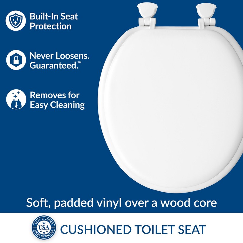 Mayfair Padded Toilet Seat, Cushioned Soft Vinyl over Wood Core