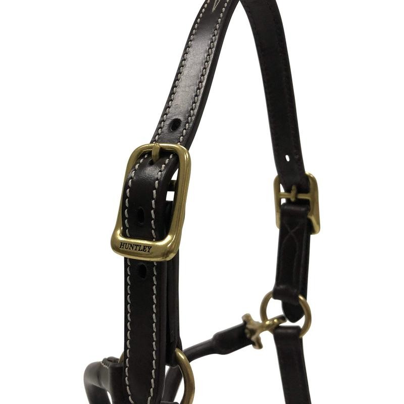 Huntley Equestrian Fancy Stitched Adjustable Premium Leather Pony Halter with