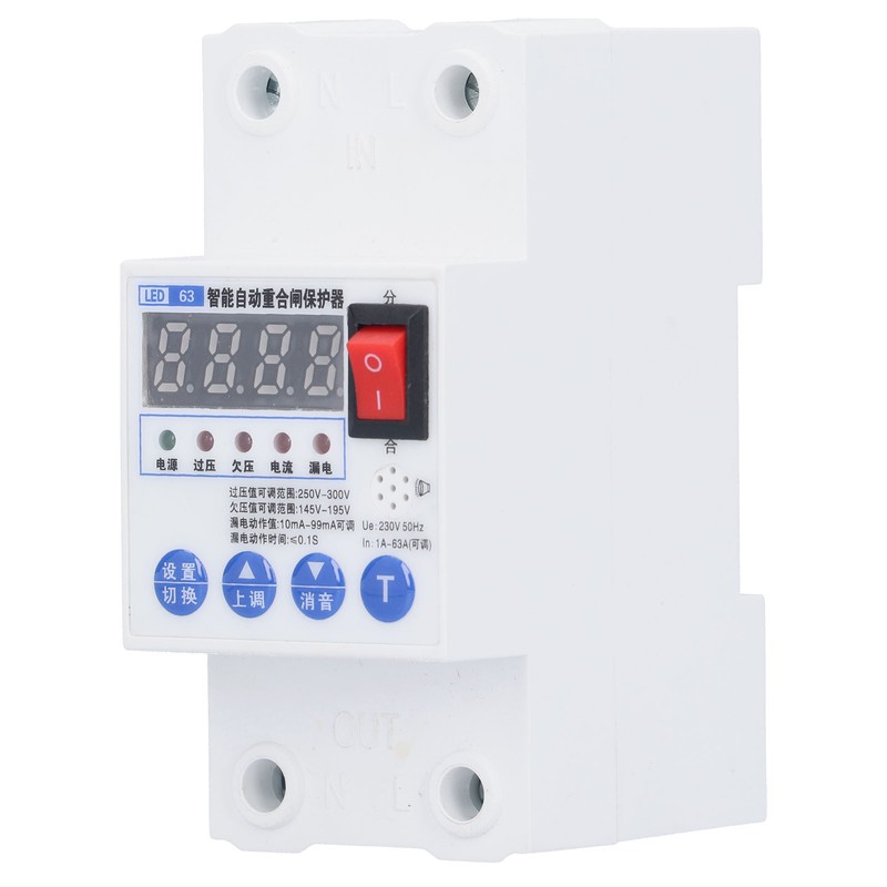 Leakage Circuit Breaker Intelligent Automatic Reclosing Protector Switch 45mm Width