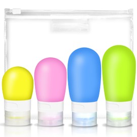 Elaunva Leak Proof 9.08oz Travel Size Containers, 4pack BPA Free Liquid Silicone Squeezable Travel Bottles for Toiletries, Tsa Approved for Shampoo, Conditioner and Lotion (Mixed color packaging)