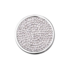 Quiges Silver Stainless Steel Small 25mm Coin White Crystal Zirconia for Interchangeable Pendant Necklace