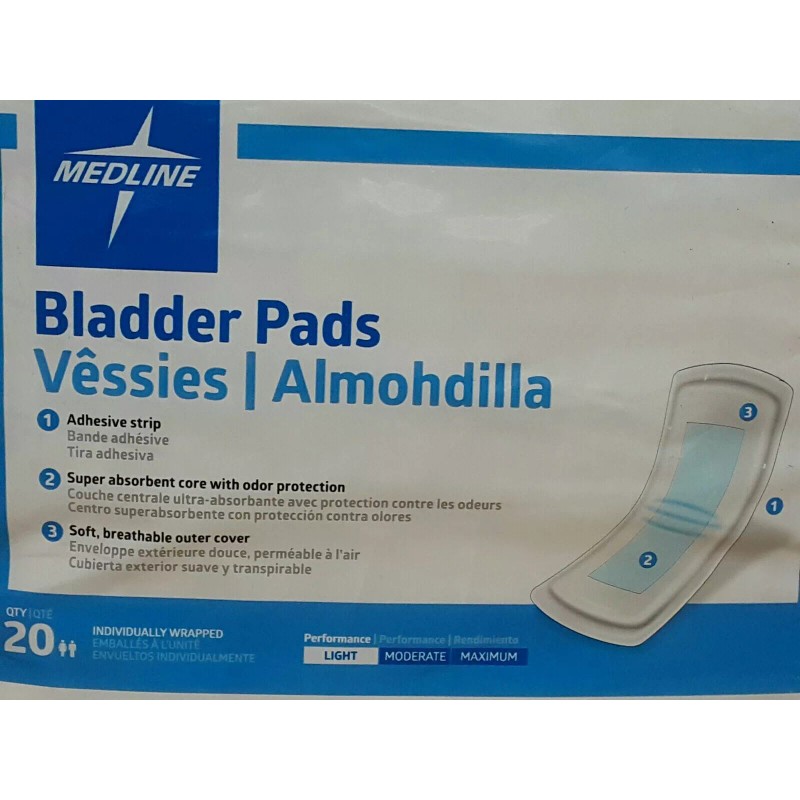 Medline Adult Bladder Control Pads - Light Absorbency Individual wrap