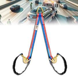 FITHOIST V-Bridle Tow Strap(Red&Blue) 2" x 6' with Snap Hooks, Cordura Sleeve, and Axle Straps, D-Ring for Enhanced Stability, Recovery Strap 5500lbs Load for Car Towing, Rollback, Flatbed, Tow Truck