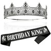 TITIKADI Birthday Crown and Sash, Men's Birthday Party Decoration (Black