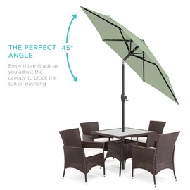 Best Choice Products 7.5ft Heavy-Duty Round Outdoor Market Table Patio Umbrella w/Steel Pole, Push Button Tilt, Easy Crank Lift - Sage Green